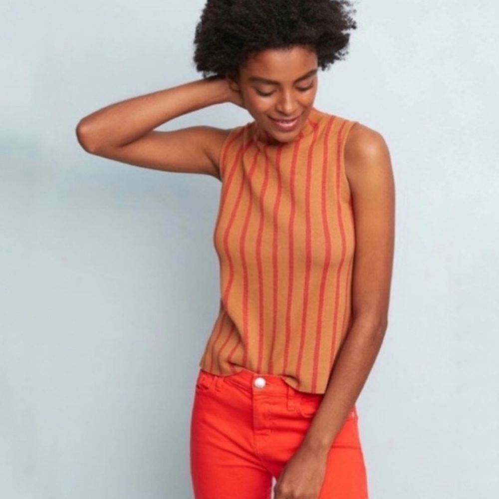 Moth By Anthropology Striped Sleeveless Blouse